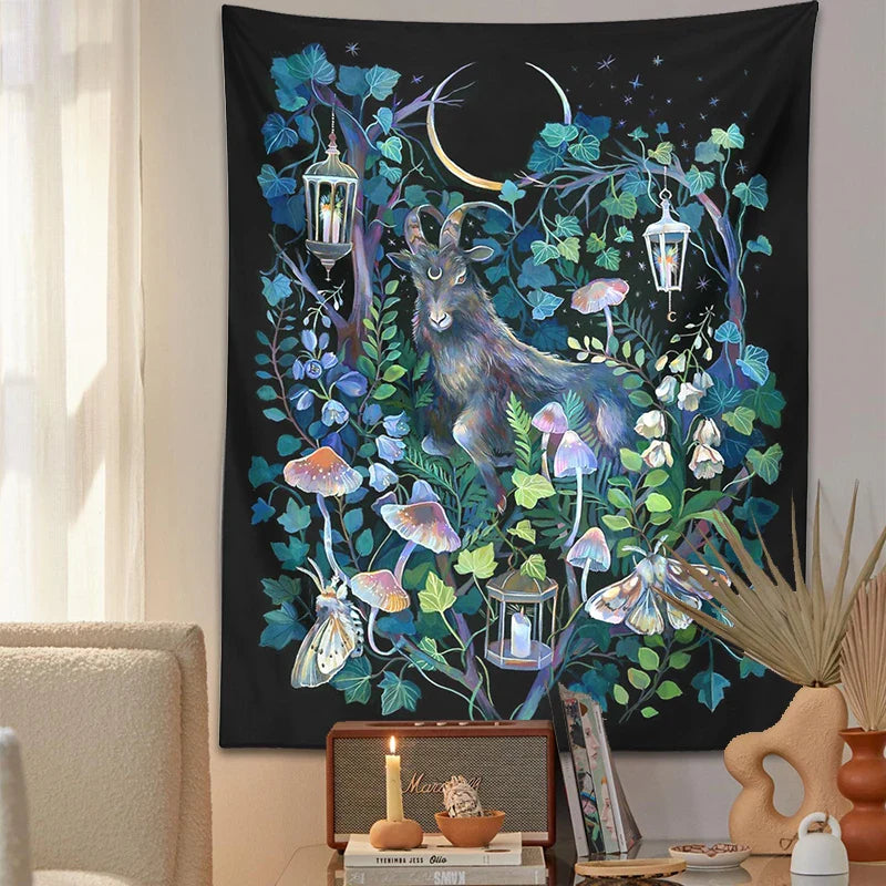 Afralia™ Moon Moth Garden Tapestry: Trippy Witchcraft Decor for Home, Dorm