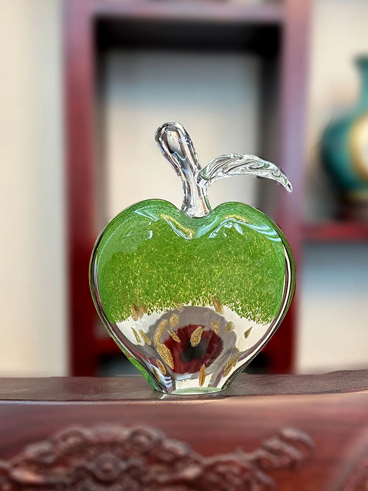 Afralia™ Crystal Glass Apple Paperweight: Modern Office Desktop Decor & Gift.