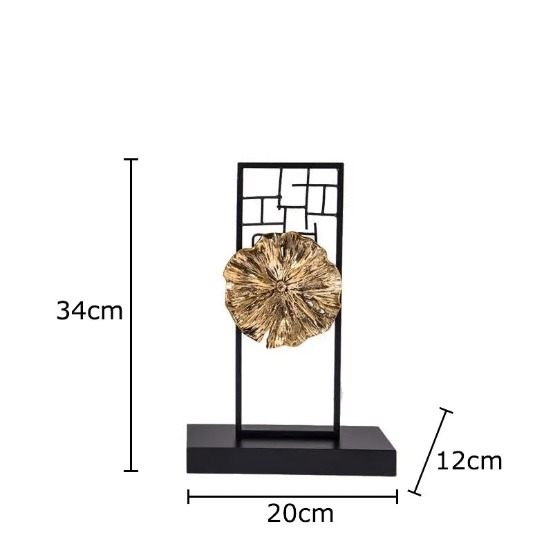 Afralia™ Golden Lotus Leaf Feng Shui Desk Ornament Alloy Sculpture