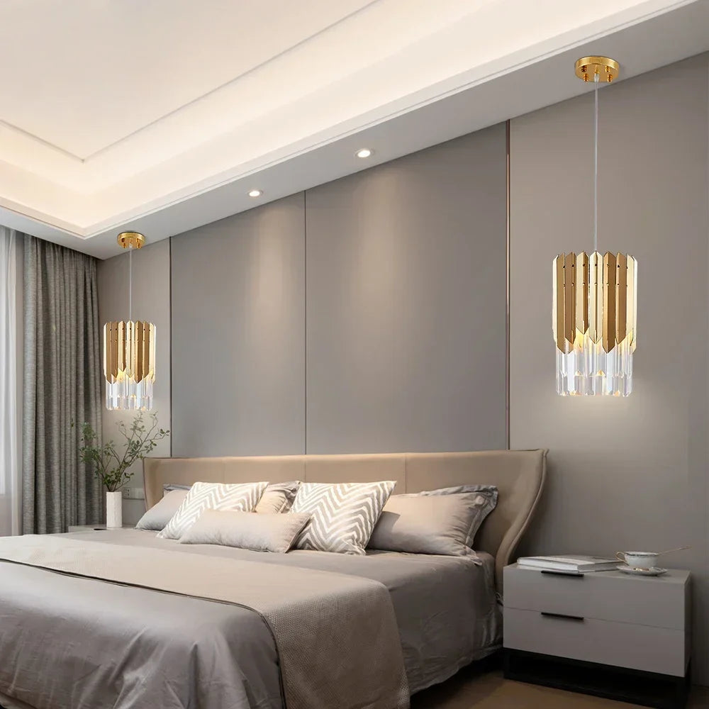Afralia™ Gold K9 Crystal LED Chandelier for Living Room Kitchen Dining Bedroom
