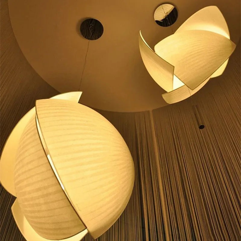 Afralia™ VOILES Fabric Pendant Lamp, Handmade Japanese Wabi Sabi Light for Living Room and Kitchen