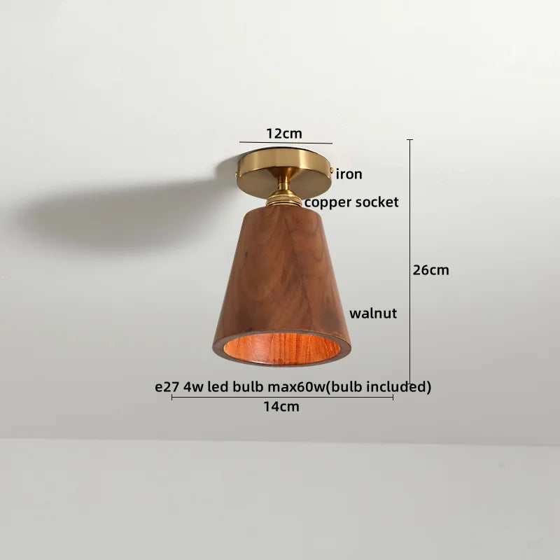 Afralia™ Walnut Copper LED Ceiling Lamp Modern Home Lighting Fixture