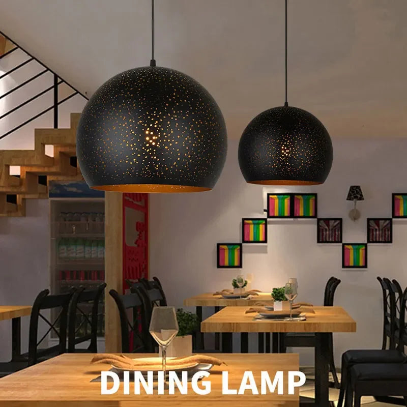 Afralia™ Black Nordic Industrial Pendant Light Chandelier Retro Decor E27 Dining Kitchen Lamp