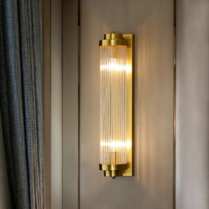 Afralia™ Modern Gold LED Crystal Wall Lamp Living Room Foyer Luxury Sconce