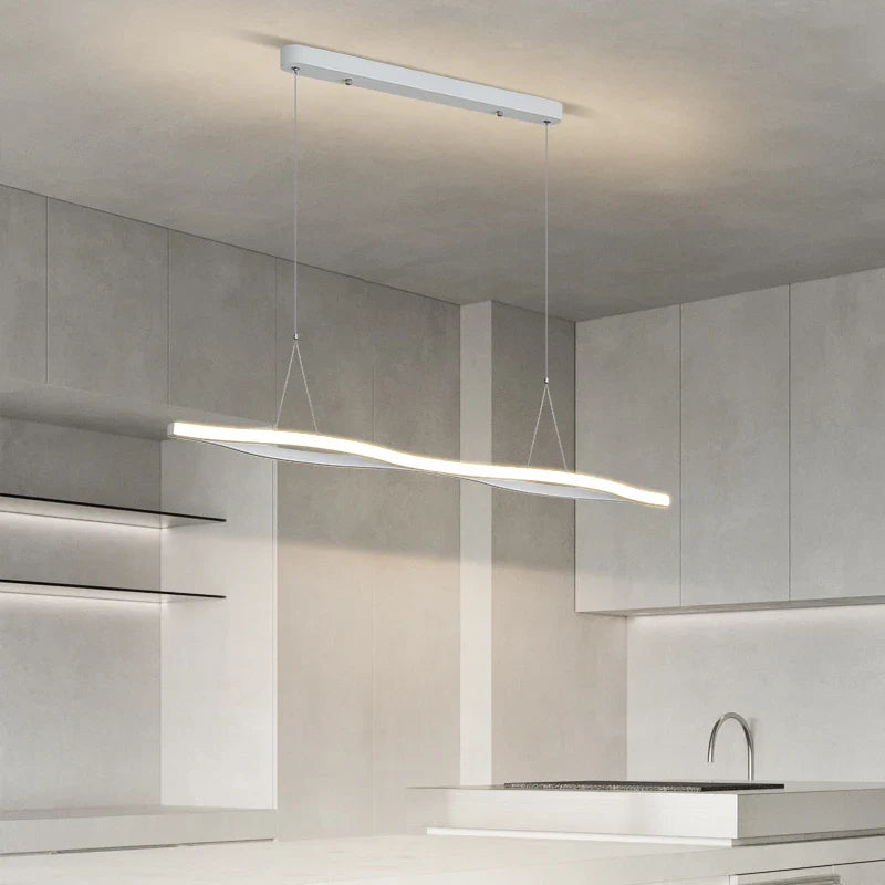 Afralia™ Modern White Led Strip Pendant Chandeliers for Home Indoor Decor Lighting