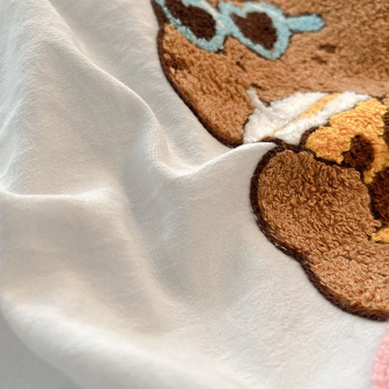 Afralia™ Cartoon Pattern Embroidered Bedding Sets: Cozy, Soft, and Breathable for Kids and Adults