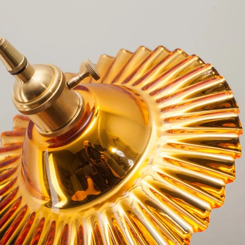 Afralia™ Green Brass Glass LED Pendant Light for Kitchen Cafe Bar Loft Decoration