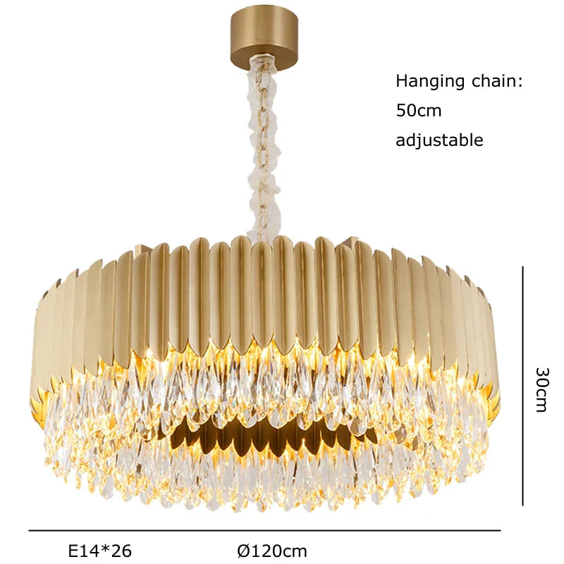 Afralia™ Crystal Pendant Lights: Dimmable LED Round Gold Lustres for Modern Luxury Living Room
