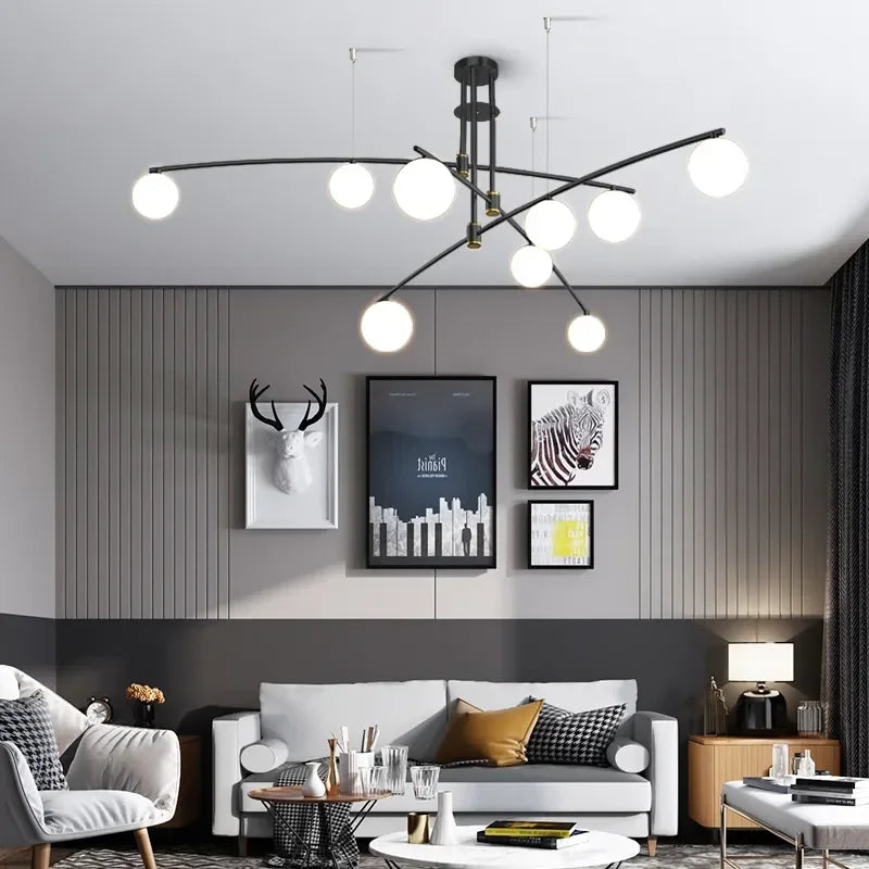 Afralia™ Modern Minimalist Chandelier: Iron Art Hanging Light Fixture for Living Room, Bedroom - G9LED