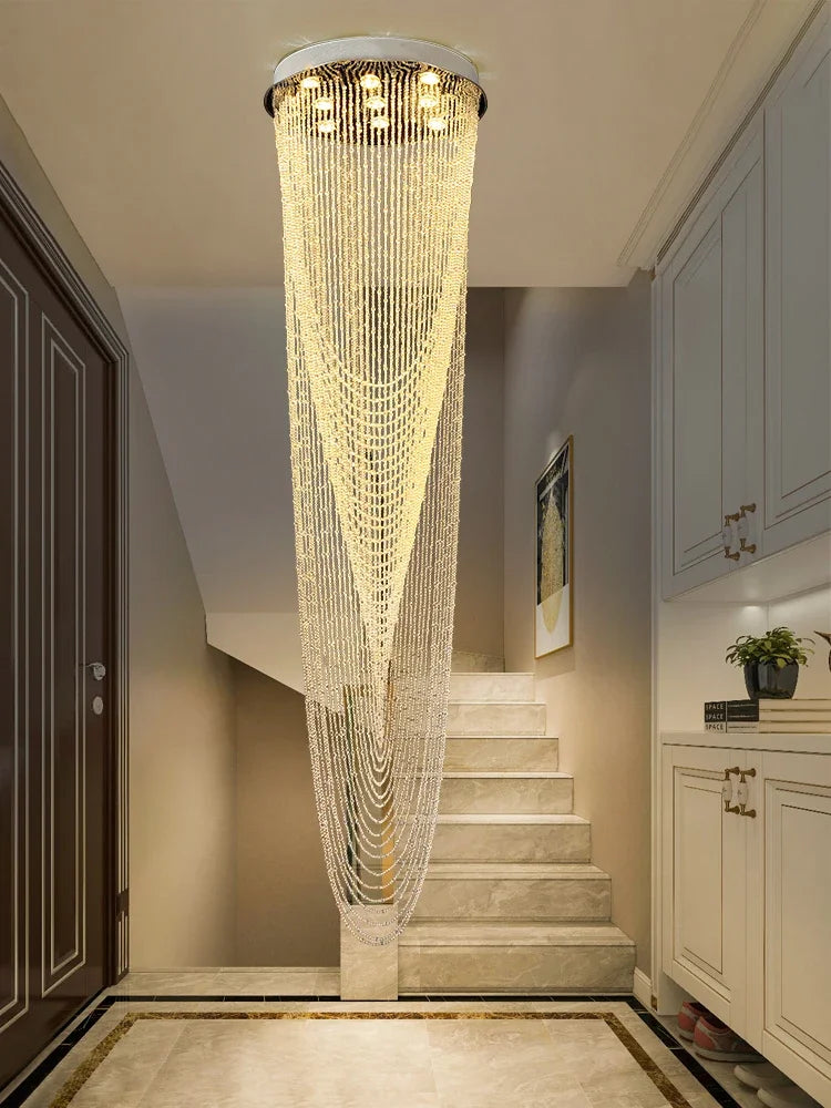 Afralia™ Crystal Rotating Chandelier for Duplex Villa Living Room, Modern Loft Design