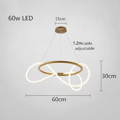 Afralia™ Modern Minimalist Gold Black LED Chandelier for Dining Living Room