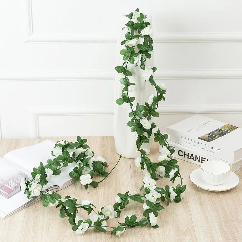 Afralia™ 250cm Rose Flowers Vine Garland Autumn Cane Backdrop Decor