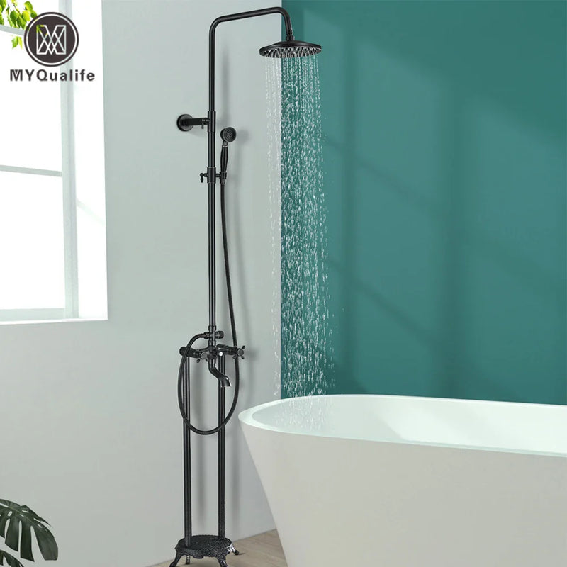 Afralia™ Clawfoot Tub Faucet with Handshower and 8" Rainfall Shower System