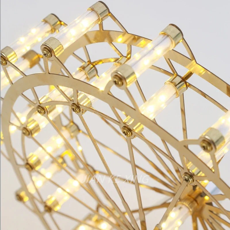 Afralia™ LED Ferris Wheel Table Lamp for Bedroom Decor Stainless Steel Night Light