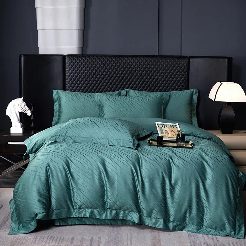 Afralia™ Luxury Egyptian Cotton Jacquard Bedding Set with Duvet Cover, Sheet, and Pillowcases