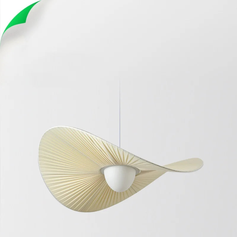 Afralia™ Nordic Beige Pleated Fabric LED Pendant Lights: Stylish Bar Droplight for Dining Room