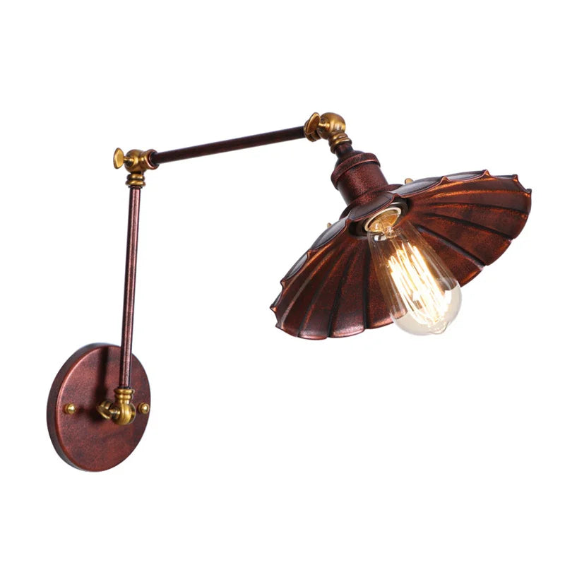 Afralia™ Rustic Iron LED Wall Sconce, Industrial Vintage Long Arm Stair Light Fixtures