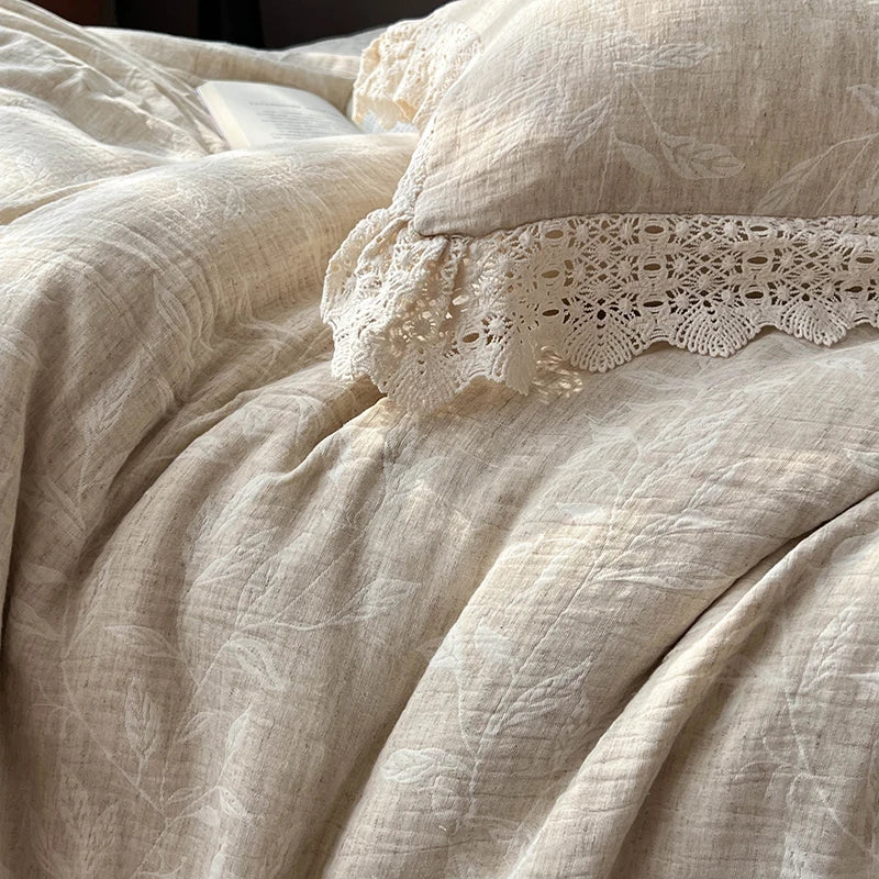 Afralia™ Lace Princess Jacquard Bedding Set - 4Pcs