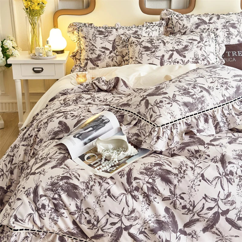 Afralia™ Luxury Lace Ruffles Princess Bedding Set - Queen/King Size