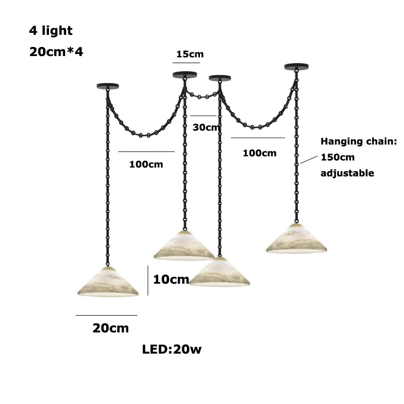 Afralia™ Gold Black Pendant Chain LED Lucite Chandelier - Indoor Bedroom Ceiling Light Fixtures