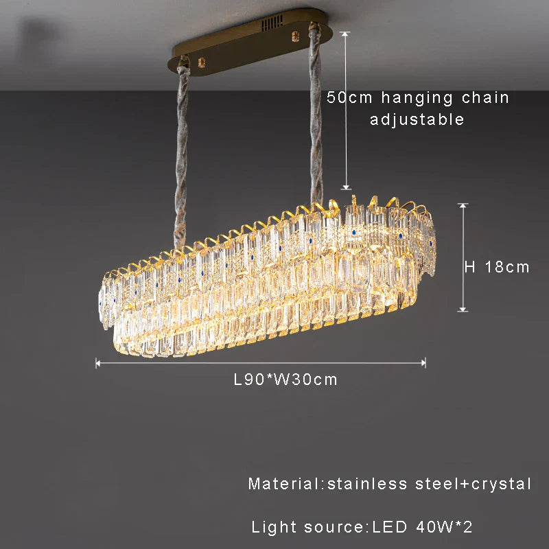 Afralia™ Crystal Ceiling Chandelier, Nordic Luxury Double Lampara for Dining Table