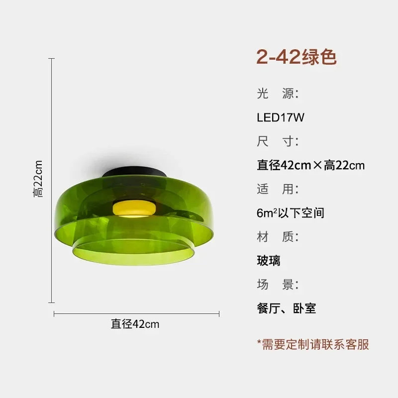 Afralia™ Glass LED Ceiling Light in Amber/Gray/Green - Modern Indoor Lighting for Various Spaces
