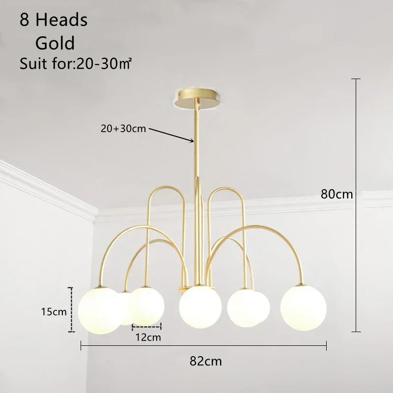 Afralia™ Glass Ball LED Chandelier for Indoor Decor Lighting