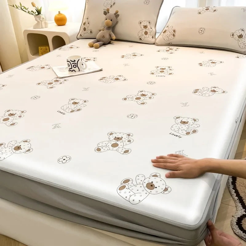 Afralia™ Cooling Ice Silk Mattress - 3Pcs, High Quality, Simple Pattern, Anti-Wrinkles.