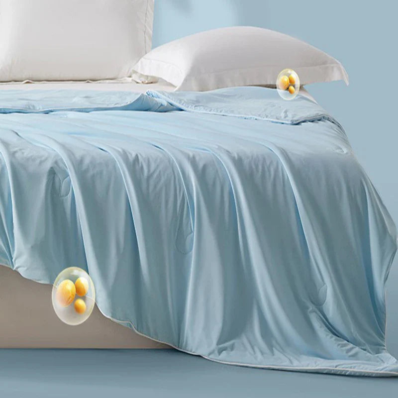 Afralia™ Silky Summer Cooling Blanket - Breathable Solid Color Quilted Comforter for Single Double Bed
