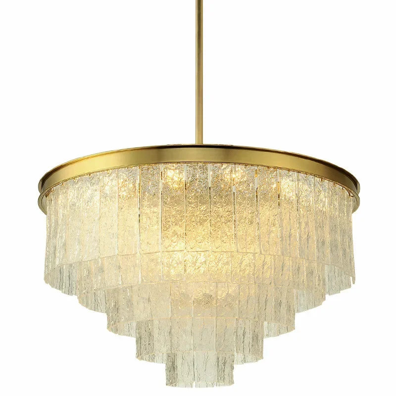 Afralia™ Luxury Gold Metal Glass LED Pendant Light Fixture for Elegant Living Room Lighting