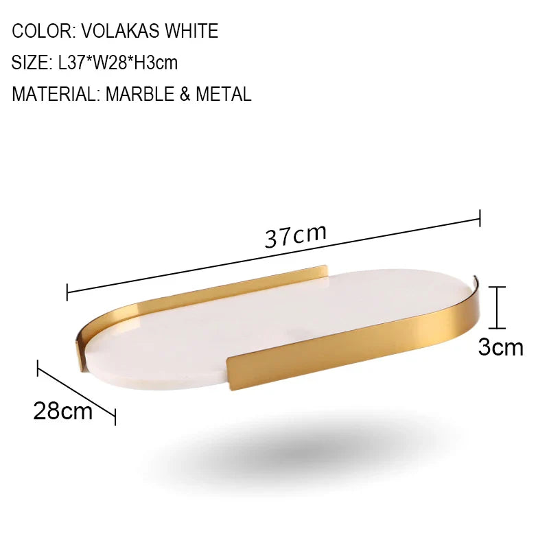 Afralia™ Marble Tray with Golden Metal Pallet for Bathroom Luxury Storage