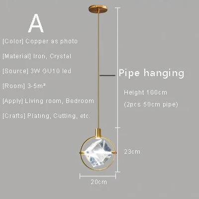 Afralia™ Crystal Pendant Lights Kitchen Fixture for Living Room, Dining Room, and Bedside