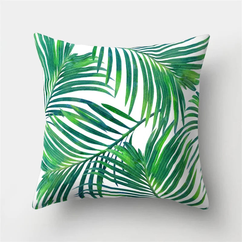 Tropical Cactus Leaves Pillowcase - Afralia™ Home Decor Sofa Cushion Cover