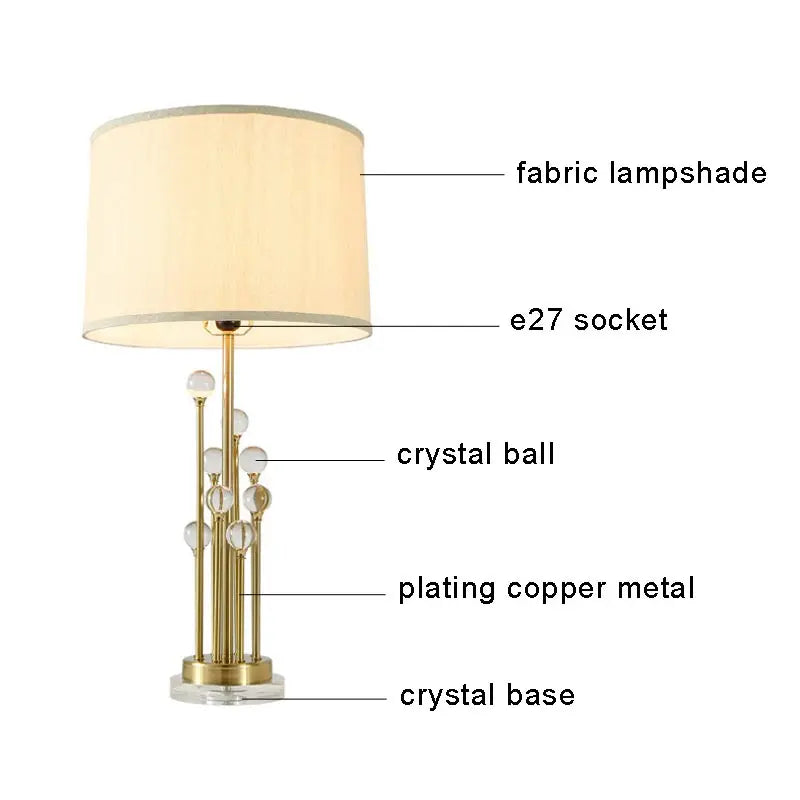 Afralia™ Crystal Bedside Lamp: Modern Nordic Design, Fabric Lampshade for Living Room & Bedroom