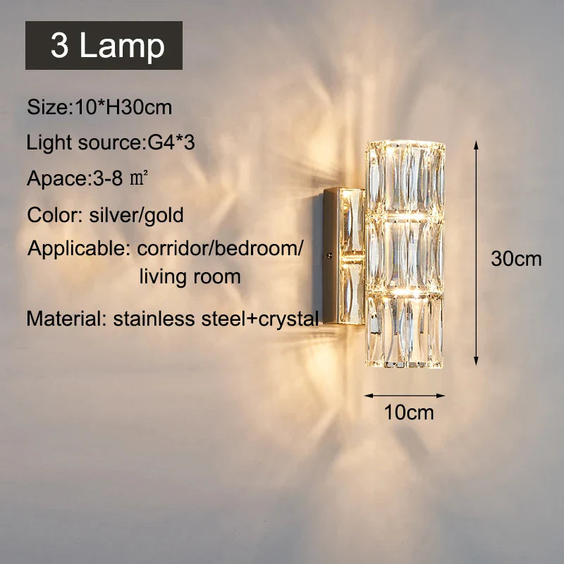 Afralia™ Crystal LED Wall Lamp for TV Bedside Villa Aisle Porch