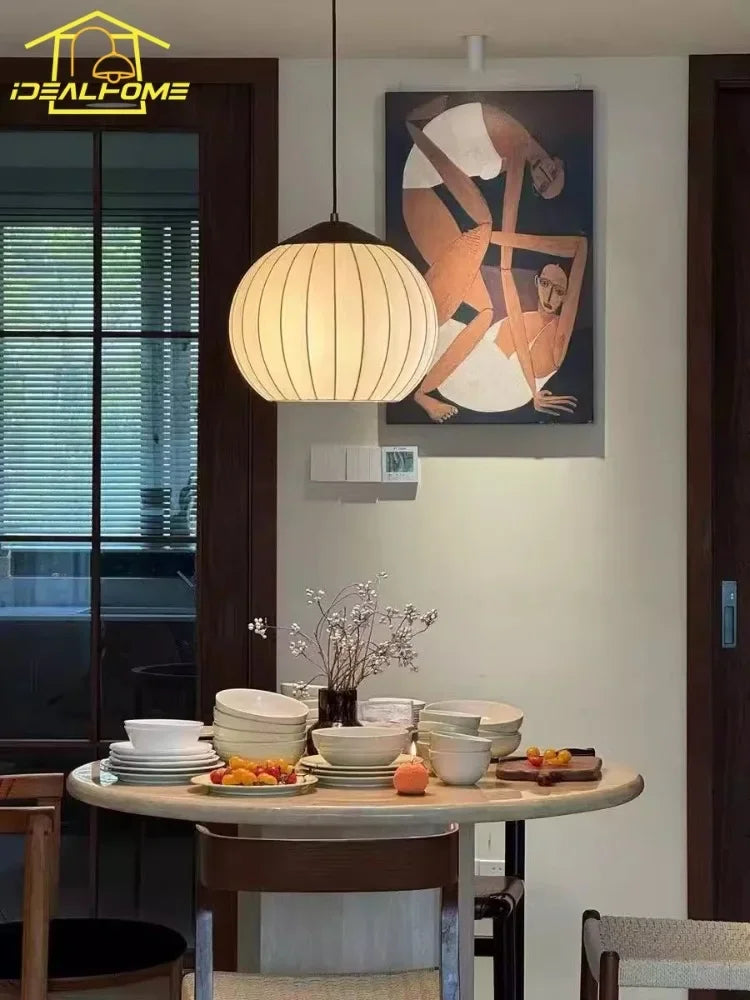 Afralia™ Zen Art Decorative LED Hanging Lamp in Ash Wood and Copper