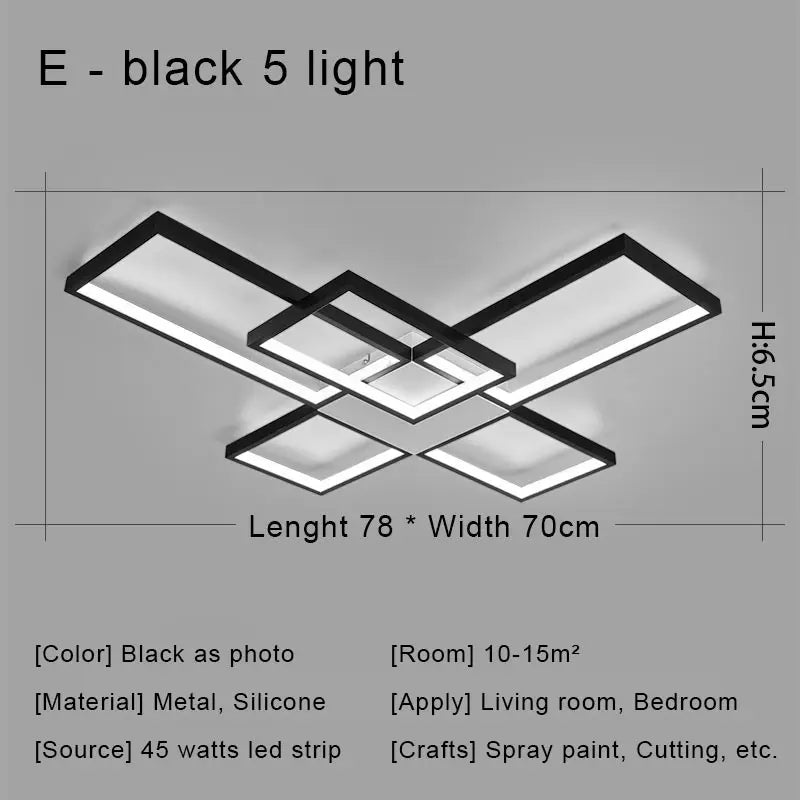 Afralia™ Black LED Chandelier Ceiling Light Remote Control Fixture for Living Room, Bedroom & Kitchen