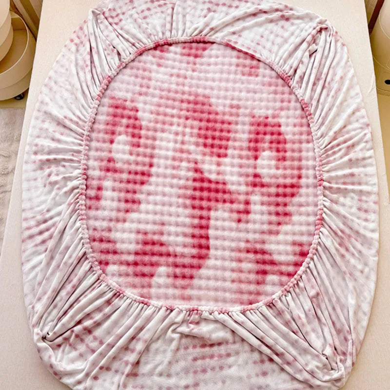 Afralia™ Milk Velvet Printed Fitted Sheet: Soft & Luxurious Single Bed Cover for Winter