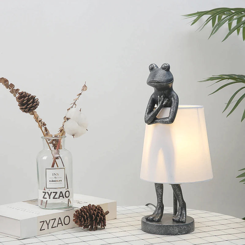 Nordic Frog Resin Desk Lamp Retro Design Living Room Decor Afralia™ Froggy Light