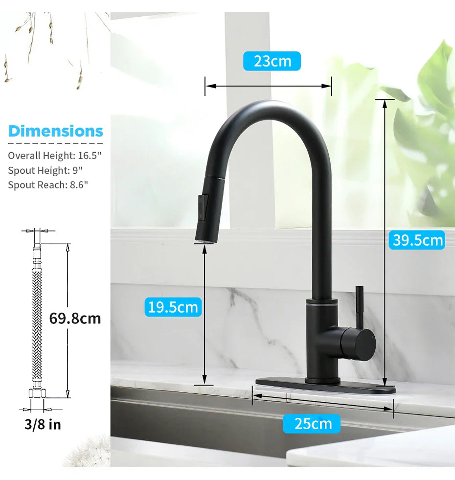 Afralia™ LED Single Hole Kitchen Faucet with Pull Out Spout and Stream Sprayer