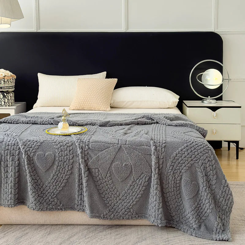 Afralia™ Taffeta Velvet Jacquard Coral Fleece Blanket: Warm, Skin-Friendly, Multi-Functional Sofa Cover