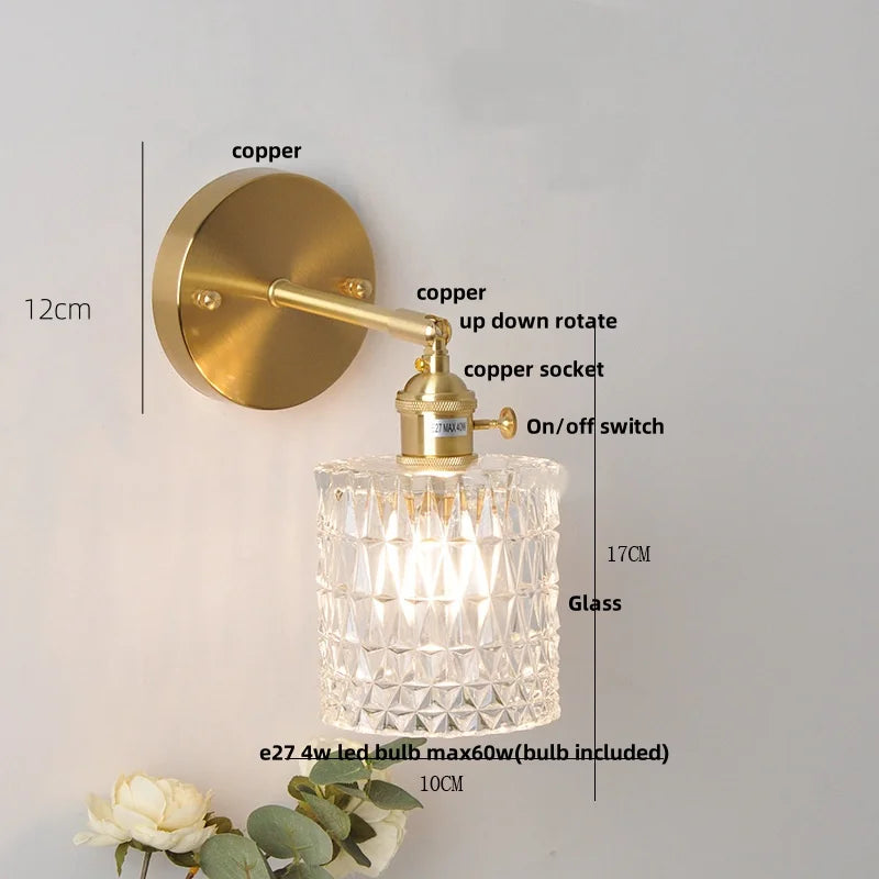 Afralia™ Brass E27 LED Wall Sconce Pull Chain Switch Stair Light Fixtures