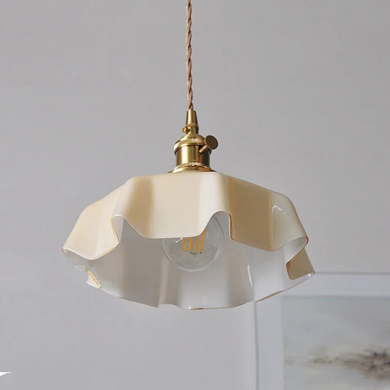 Afralia™ Yellow Glass Wire LED Pendant Light Modern Home Decor Nordic Hanging Lamp