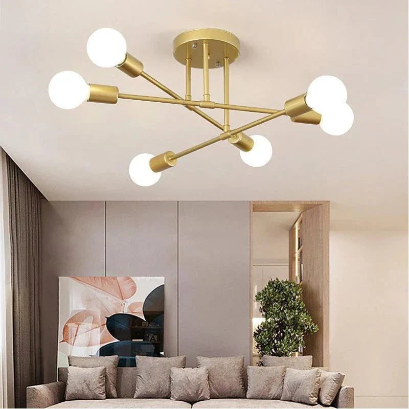 Afralia™ Nordic Modern Iron Art Golden Ceiling Lamps LED Chandeliers