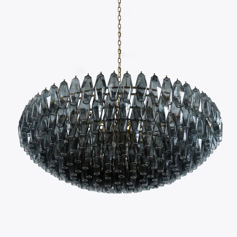 Afralia™ Amber Glass Ceiling Chandelier - Vintage Luxury Round Classic Hanging Lamp
