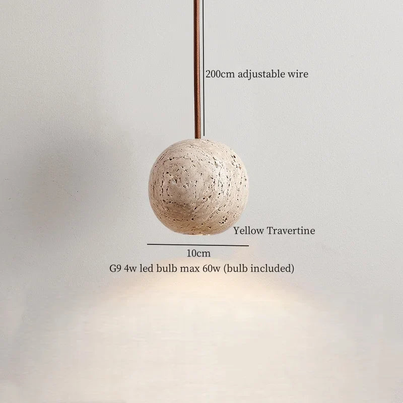 Afralia™ Yellow Travertine LED Pendant Lamps for Dining Table & Kitchen