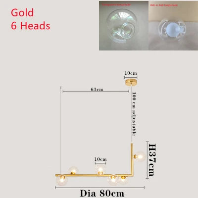 Afralia™ Dual Glass Lamp Ceiling Chandelier LED Suspension Light for Dining and Kitchen