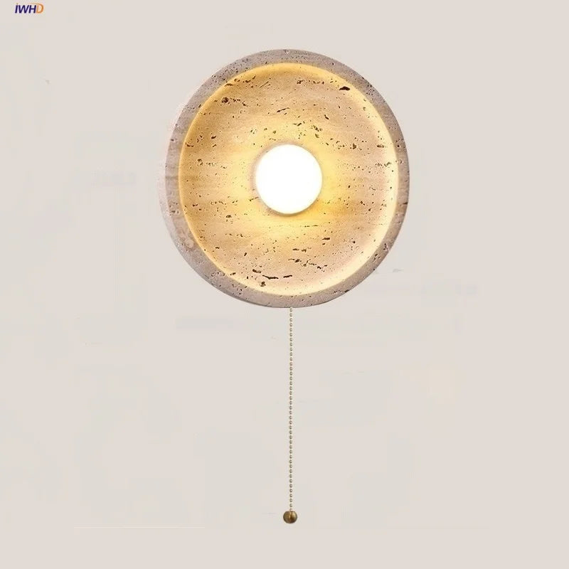 Afralia™ LED Wall Lamp Pull Chain Yellow Stone Modern Mirror Light