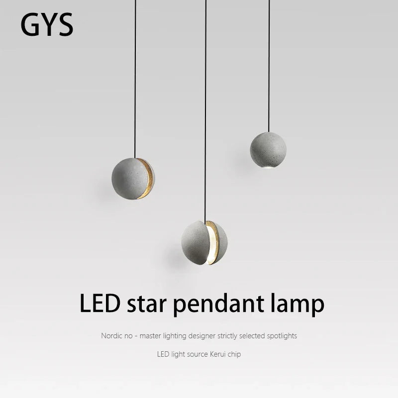 Afralia™ Cement Chandelier Modern Industrial Pendant Lighting Star Fixture 5W