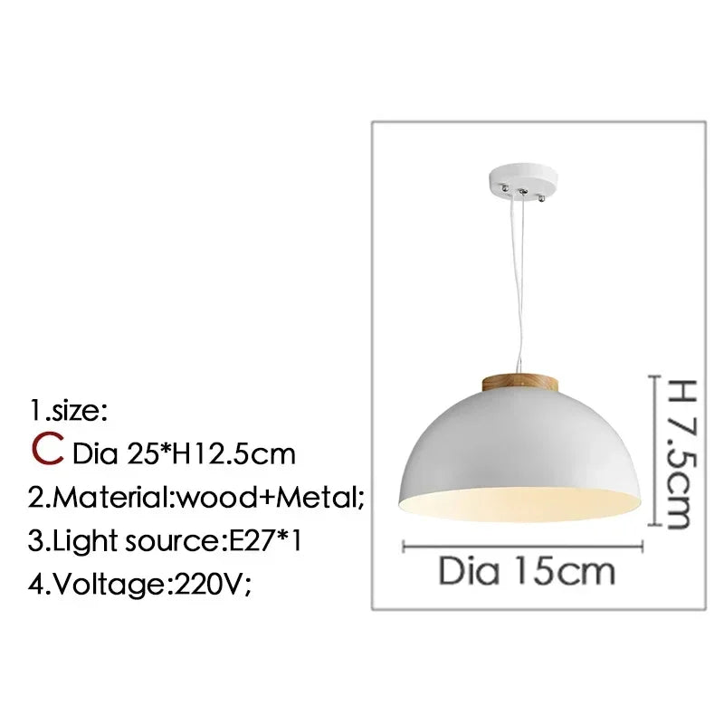 Afralia™ Nordic Walnut Dome Pendant LED Lamp for Modern Minimalist Lighting